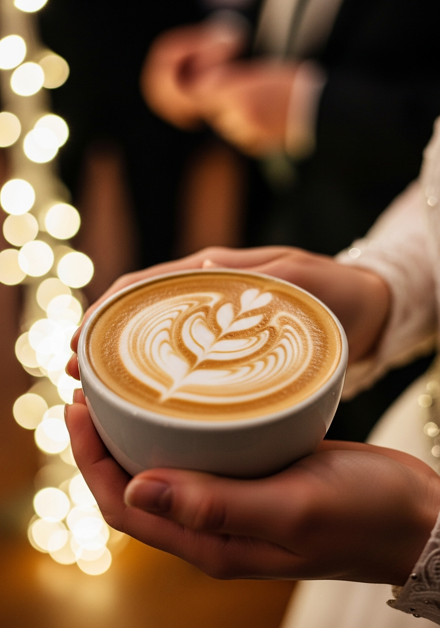 Latte art preparation, a temporary visual for Tampa espresso catering